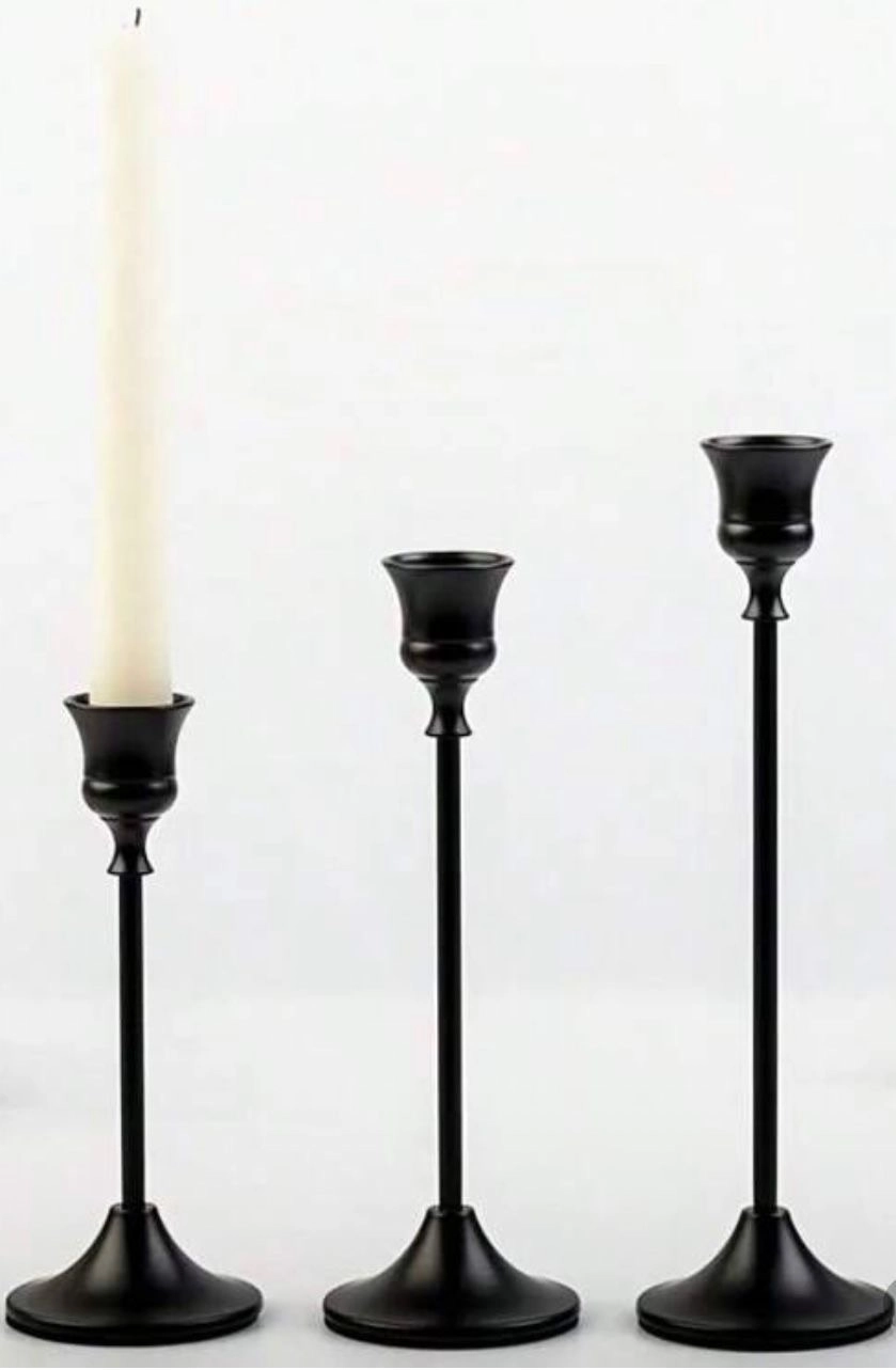Black candle holder 3 piece.